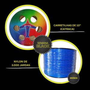 Carretilha de 10" Catraca Travada + Nylon de 3 Mil Jardas de Brinde